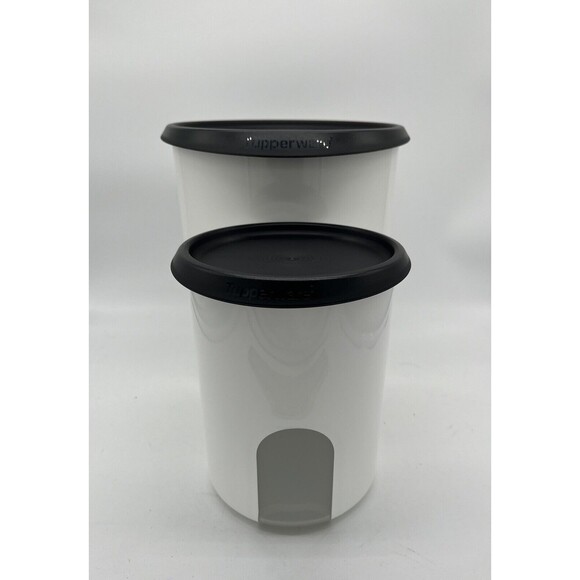 Tupperware One Touch Reminder Canisters Black Lids - Picture 3 of 9